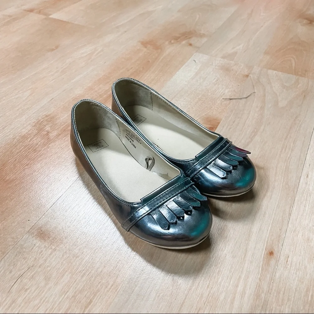 Janie & Jack Metallic Silver Tassel Detail Slip On Flats Toddler Girls Size 10*